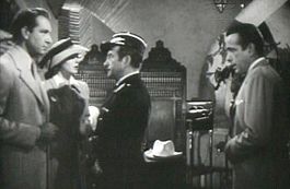 From left to right: Victor Laszlo, Ilsa Lund, Captain Renault and Rick Blaine