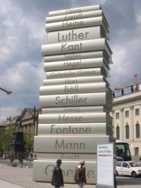 Sculpture commemorating Gutenberg as the "inventor of modern printing" on the occasion of 2006 World Cup in Germany