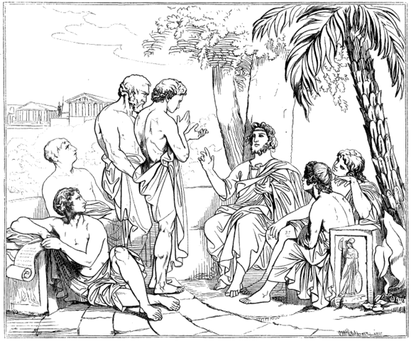 Image:Plato i sin akademi, av Carl Johan Wahlbom (ur Svenska Familj-Journalen).png