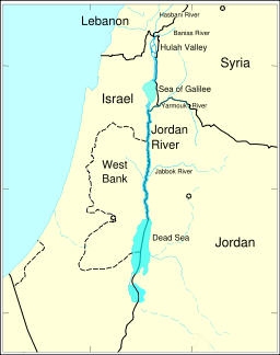 The Jordan River runs along the border between Israel, the West Bank and the Kingdom of Jordan