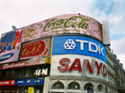 Neon signs of Piccadilly Circus by day.