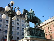 The statue of Prince Mihailo on Republic Square.