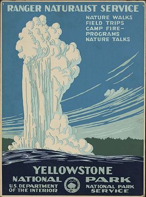 Historical poster of Yellowstone from 1938