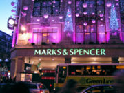 A Marks and Spencer store decorated for Christmas
