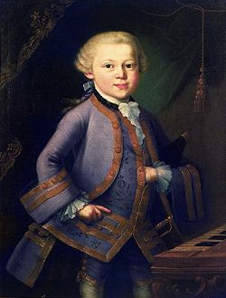 Anonymous portrait of the child Mozart, possibly by Pietro Antonio Lorenzoni; painted in 1763 on commission from Leopold