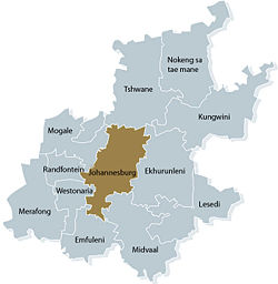 Location of Johannesburg