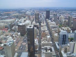 The skyline of Johannesburg's Central Business District as seen from the observatory of the Carlton Centre.