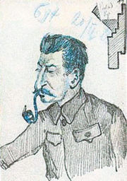 Joseph Stalin, cartoon by Nikolai Bukharin