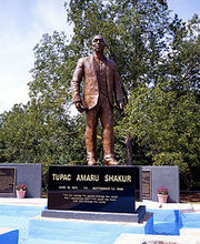 A bronze statue of Shakur at the Peace Garden in Stone Mountain, Georgia.