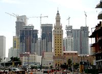 The ongoing high-rise construction in Miami, has inspired popular opinion of “Miami manhattanization”