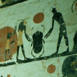 Ancient Egyptian scene depicting a scarab beetle