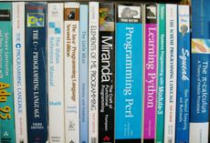 A selection of textbooks that teach programming, in languages both popular and obscure. These are only a few of the thousands of programming languages and dialects that have been designed in history.