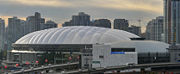 BC Place Stadium, home of the BC Lions. The dome on the lower right is GM Place.