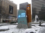 The clock counting down to the opening of the 2010 Olympics in downtown Vancouver, Georgia and Howe Streets