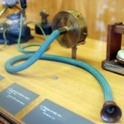 Copy of the original phone of Alexander Graham Bell at the Musée des Arts et Métiers in Paris