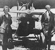 L–R: Neta Snook and Amelia Earhart in front of Earhart's Kinner Airster, c.1921