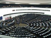 The Parliament's hemicycle (debating chamber) in Strasbourg
