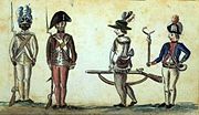 This 1780 drawing of American soldiers from the Yorktown campaign shows a black infantryman from the 1st Rhode Island Regiment.