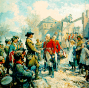 George Rogers Clark's 180 mile (290 km) winter march led to the capture of General Henry Hamilton, Lieutenant-Governor of Canada.