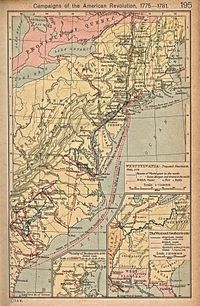 Map of campaigns in the Revolutionary War.