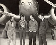L-R, Paul Mantz, Amelia Earhart, Harry Manning and Fred Noonan, Oakland, California, 17 March 1937