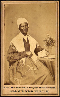 Truth's carte de visite, which she sold to raise money (see inscription).
