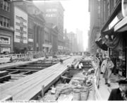 Subway construction on Yonge Street, 1949