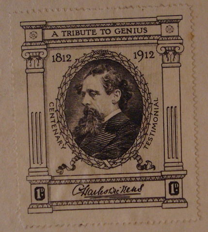 Image:Stamp in The Centenary Edition of The Works of Charles Dickens in 36 Volumes. 36 vols. Chapman & Hall, Ltd.- London (and Charles Scribner’s Son- New York), 1910-1912.jpg
