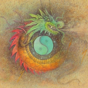 A Daoist dragon with the Taijitu, the symbol representing the Dao