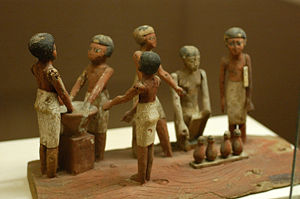 Egyptian wooden model of beer making in ancient Egypt, Rosicrucian Egyptian Museum, San Jose, California.