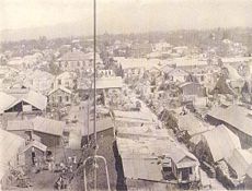 Bird's eye view of Kingston after the 1907 earthquake.
