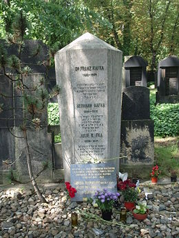 Franz Kafka's grave in Prague-Žižkov.