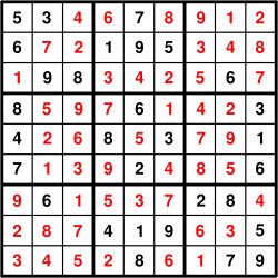 ...and its solution numbers marked in red