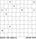 An example of Greater Than Sudoku
