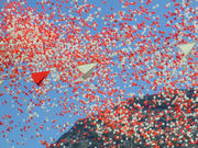 Symbolic release of 30,000 red and white balloons on National Day, one for every person living on The Rock.