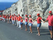 Gibraltarians encircle the Rock in 2004.