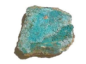 Some natural blue to blue-green materials, such as this botryoidal chrysocolla with quartz drusy, are occasionally confused with, or used to imitate turquoise.
