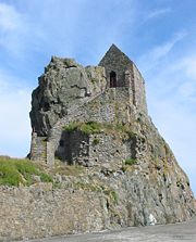 The Hermitage of Saint Helier lies in the bay off St. Helier and is accessible on foot at low tide