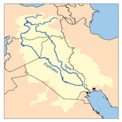 Map of the Tigris - Euphrates watershed.