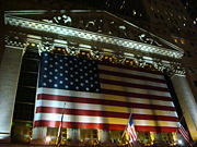 The New York Stock Exchange on Wall Street is the largest stock exchange in the world by dollar volume
