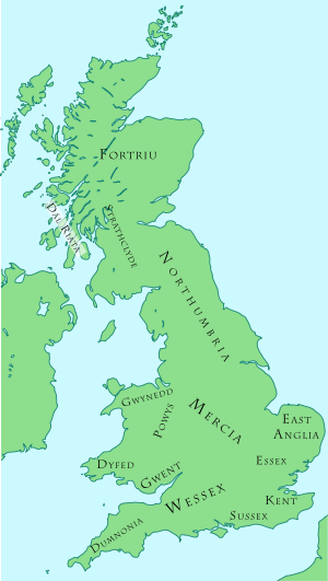 British kingdoms around about the year 800 AD