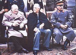 February 2: The "Big Three" at the Yalta Conference, Winston Churchill, Franklin D. Roosevelt and Joseph Stalin.