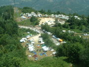 Spectator camps in 2005 at stage 14 to the Ax 3 Domaines ski station.