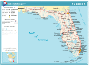 Florida map, with major roads/cities.