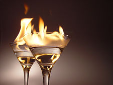 "Flaming" cocktails contain high-proof spirits which are ignited prior to consumption.