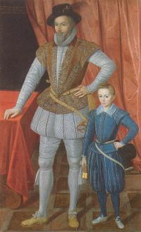 Raleigh and his son Walter in 1602.