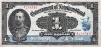 Newfoundland dollar bill featuring King George V