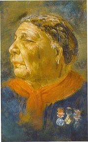 A portrait of Mary Seacole in oils, c.1869, by the obscure London artist Albert Charles Challen (1847–81).  The original is on loan to the National Portrait Gallery in London, courtesy Helen Rappaport.