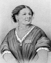 A watercolour of Mary Seacole, with sleeves rolled up ready for action. c.1850.