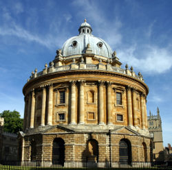 The Radcliffe Camera, built 1737-1749, holds books from the Bodleian Library's English and History collections
